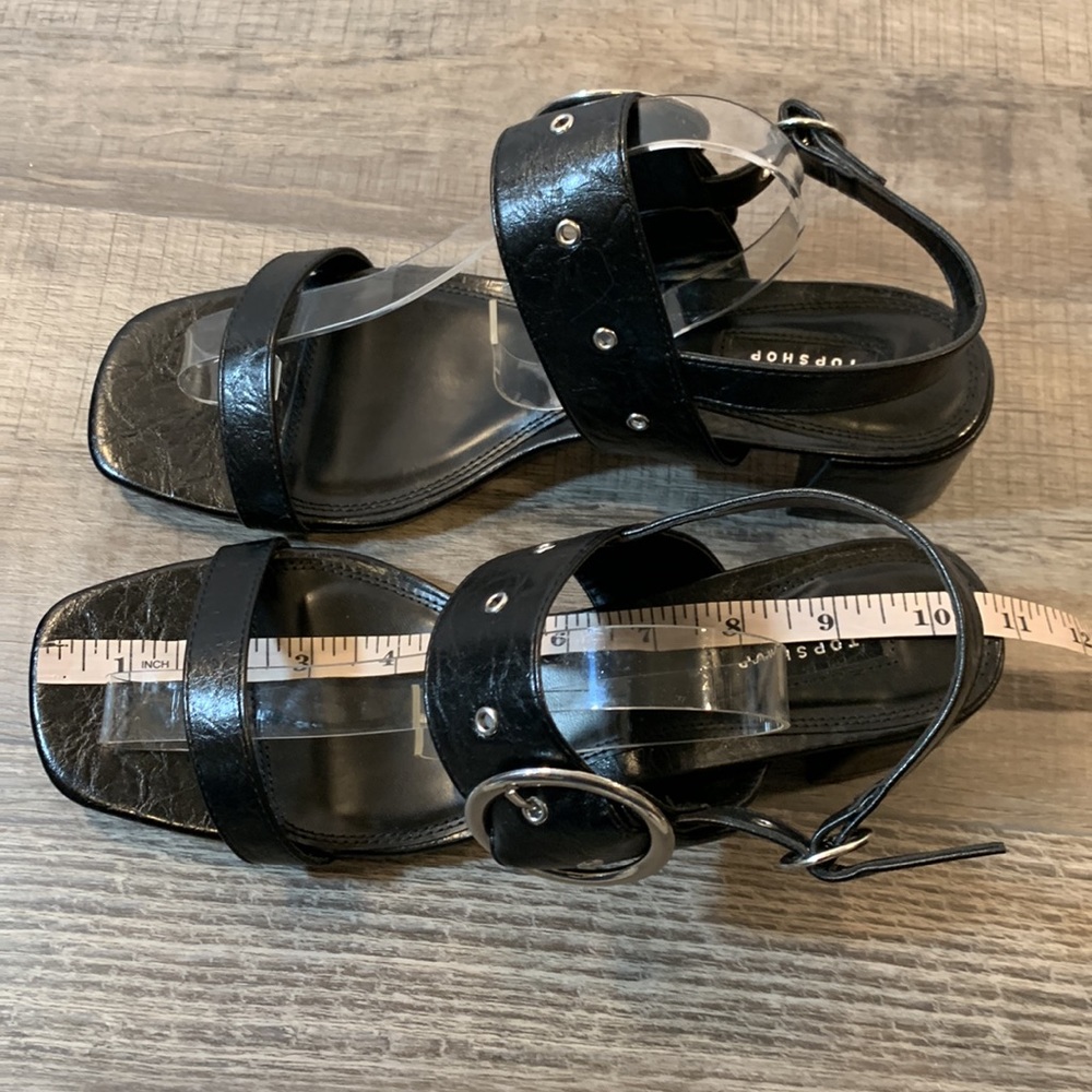 Topshop black leather block heel sandals size 42 - Picture 9 of 9